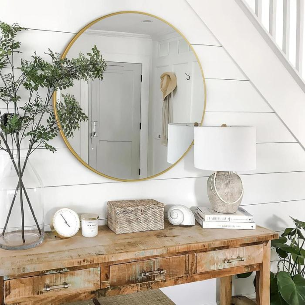 Solstice Golden Round Mirror